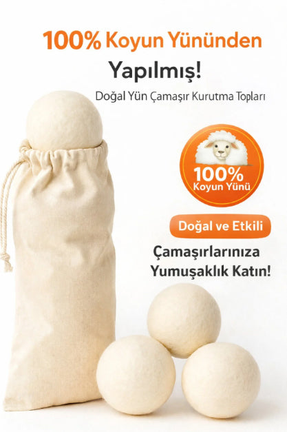 Çamaşır Yün Kurutma Topu ve Koku Seti 3 Adet Top (XXL) + 3 Adet Esansiyel Uçucu Yağ