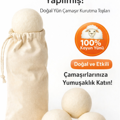 Fionze 3’lü %100 Doğal Yün Çamaşır Kurutma Topu & Breeze 10 ml Esansiyel Uçucu Yağ